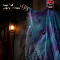 Décoration d'Halloween squelette fantôme suspendu SIPKLR 47'' avec yeux LED pour fête, jardin, cour, extérieur, effrayant