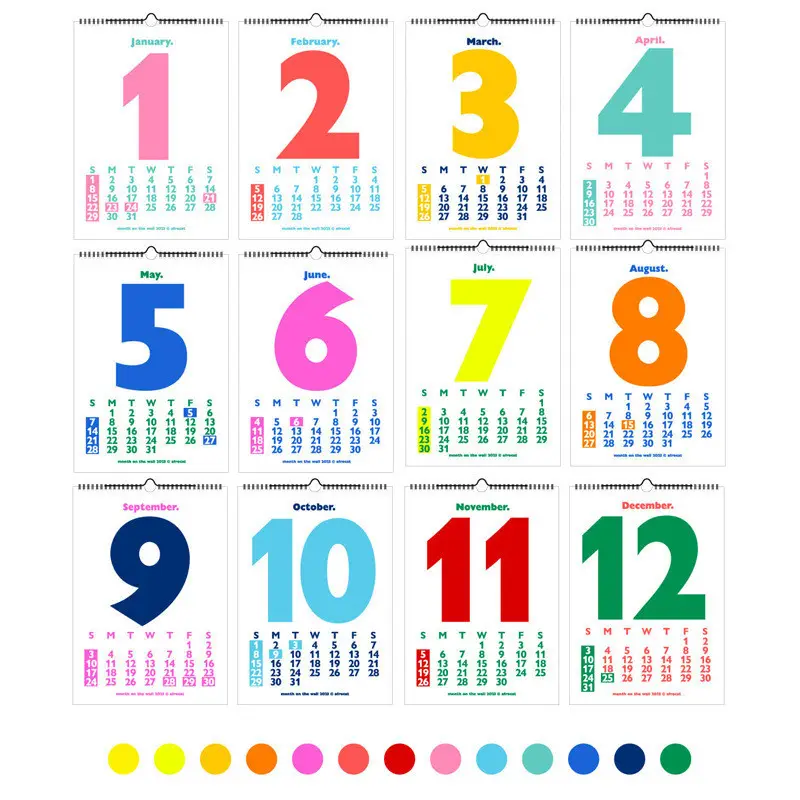 Chizikonカスタム広告プロモーションデスクテーブルカレンダーカラフルな大きなフォント漫画スタイル印刷安い壁カレンダー