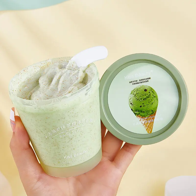 Kiss Beauty Ice Cream Matcha Scrub Cream Gel doccia esfoliante cura del corpo bagno pulizia profonda Scrub corpo schiarente