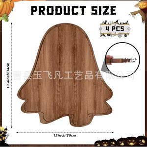 Halloween Acacia Wood Serving <b>Tray</b> 34cm Festive Party <b>Snack</b> Platter Residential Use - Product Image 5
