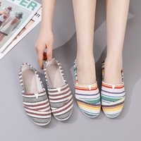 Espadrilles plates décontractées pour femmes, avec logo personnalisé, semelle extérieure en PVC injecté, tige en tissu de coton, tendance automne