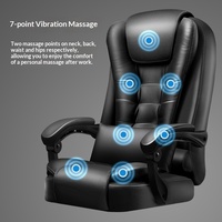 Chaise de bureau ergonomique en cuir avec accoudoirs intégrés, dossier confortable, réglable en hauteur et pivotante, idéale pour le bureau, l'ordinateur, les cybercafés et la maison