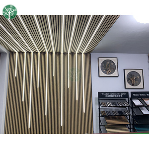 Modern Wall and Ceiling Soundproof Slats Laminated <strong>Pet</strong> Wooden Veneer Eco-Friendly Waterproof Acoustic Panel for Home Office - Product Image 2