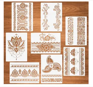 8 Pcs Mandala Stencils for Painting on Wood Canvas Paper Wall Mandala Border Reusable drawing template