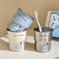 Tasse de lavage créative en acier inoxydable, design bonhomme de neige et petit ours, style dessin animé mignon, pour étudiants et usage domestique