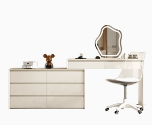 Coiffeuse moderne en panneaux éco-responsables couleur crème avec rangement pour chambre à coucher, à poser au sol, origine Chine - Product Image 1