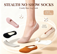 Chaussettes invisibles en coton doux pour femmes, avec doublure antidérapante en silicone, respirantes, coupe basse, pour chaussures habillées et usage quotidien