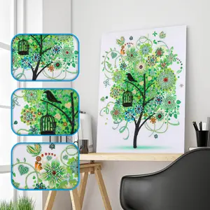 Supplier 4pcs/set abstract tree landscape 5d Diy Diamond Painting special Diamond Embroidery Kits home decor