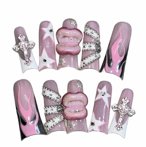 <span class=keywords><strong>Verano</strong></span> nuevo diseño alta calidad hecho a mano prensa Ons <span class=keywords><strong>uñas</strong></span> artificiales largo cuadrado 3D flores prensa en las <span class=keywords><strong>uñas</strong></span> - Product Image 3