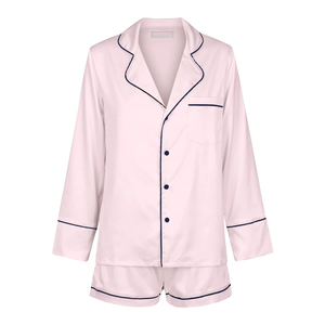 Customized Name Satin <strong>PJS</strong> for Women Luxury Personalized Embroidery Solid Pyjama Sets Elastic Waist Closure for <strong>Summer</strong> - Product Image 1