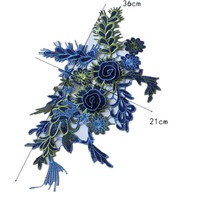 Ecowalson Bleu Fleur Col Décorer Couture Accessoires Broderie Robe Motif Blouse Dentelle Tissu Applique Couture Fournitures
