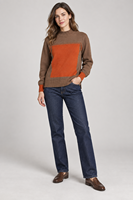 Pull en tricot à manches longues personnalisé pour femmes, col rond, color block, tricot décontracté, fabricant en gros