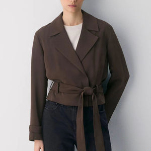 Chaqueta Corta Estilo Oficina para Mujer, Color Marrón, con Cinturón Decorativo, Estilo Casual y Formal - Product Image 5