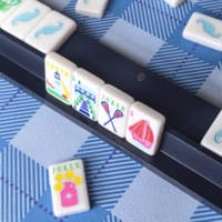 Jeu de société personnalisé en acrylique Jumbo 1,5 pouces, Mahjong côtier américain |   Ensemble complet de 160 tuiles avec gravure laser de voilier et phare