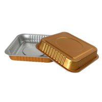 Boîte alimentaire rectangulaire dorée en aluminium de qualité supérieure, idéale pour la cuisson directe au four