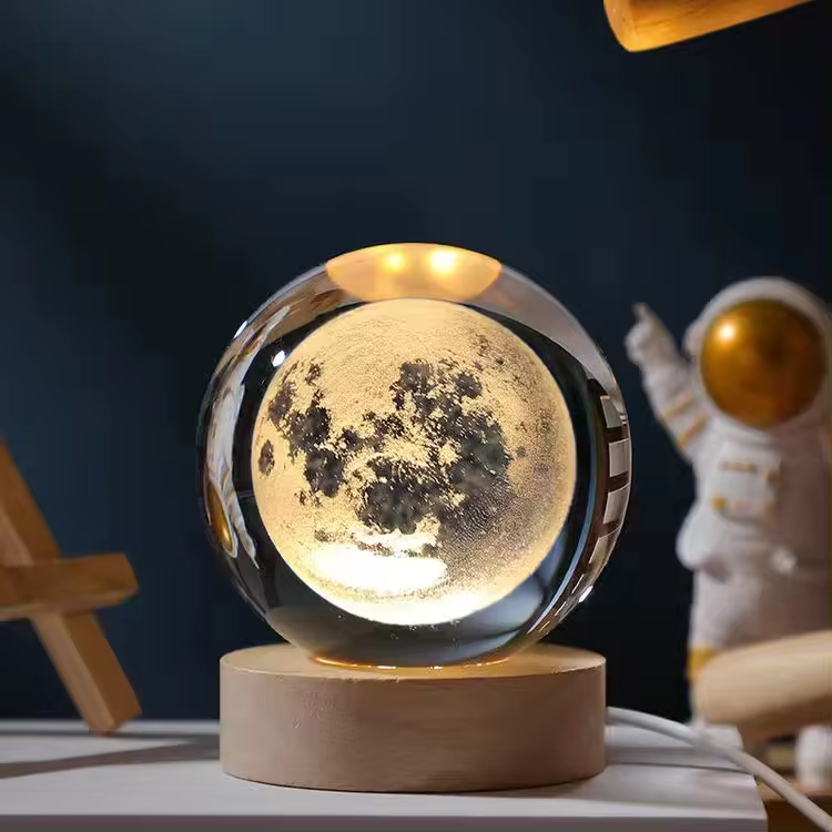 Boule laser de cristal de lune 3d
