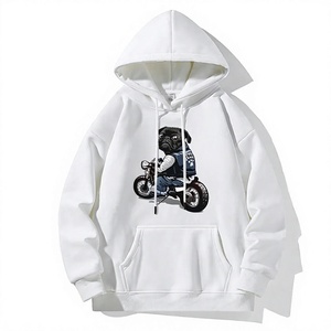 Sweat-shirt à capuche noir pour homme, imprimé dessin animé Pug à moto, coupe classique, coton, vintage, écologique, décontracté, pour l'hiver - Product Image 5