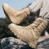 Bottes tactiques imperméables en daim antidérapantes pour hommes, avec lacets et semelle intermédiaire anti-perforation, idéales pour la randonnée, le travail et la sécurité en usine