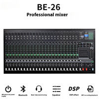 Console de mixage audio BHA BE-26 à 26 canaux, égaliseur double 7 bandes, effets numériques DSP 16 canaux, sortie AUX, garantie usine 12 ans, OEM, CE, FCC