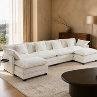 Canapé sectionnel blanc en forme de U avec double chaise longue, coussins et table d'appoint, grand canapé pour salon, vente en gros, directement de l'usine