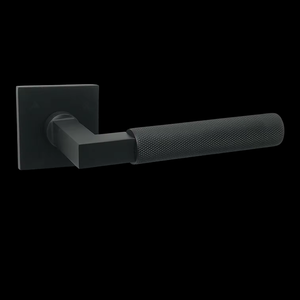 Châu Âu thiết kế hiện đại có khía cửa xử lý đòn bẩy khóa hợp kim nhôm cửa xử lý trên Rosette Chất lượng cao Matt đen tùy chỉnh - Product Image 3