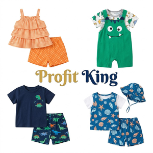 Conjuntos de Camisetas de Algodón para Niños con Pantalones Cortos, Estampado de Dibujos Animados a Rayas, Ropa de Verano para Niños y Niñas, Colores Variados CN 2026.5 - Product Image 2
