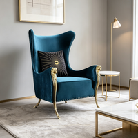 Neuer Designer-Sessel im Amerikanischen Stil aus Beflocktem Stoff mit Metallgestell für Kleine Wohnzimmer, Studios, Apartments und Hotels