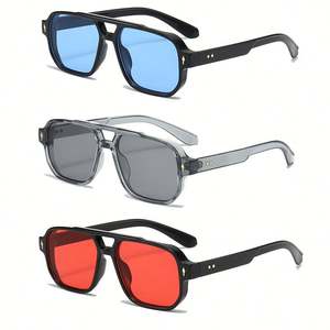 Gafas de Sol Cuadradas con Doble Puente, Lentes Transparentes Estilo Océano, Diseño Punk Piloto, Protección UV400, Personalizables con Logotipo, para Hombre y Mujer, 2025 - Product Image 1