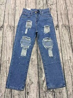 Balles de jeans en denim jambe droite décontractés de haute qualité pour les femmes