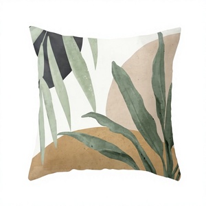 Minimalist Plant Pattern Square Throw <b>Pillow</b> Digital Printed Decorative Cushion Cover - Product Image 1