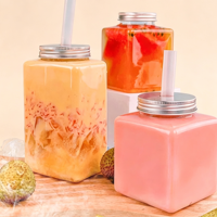 Bouteille de thé au lait en PET transparente, bouteille en plastique créative, grande capacité 500 ml, bouteille de jus portable
