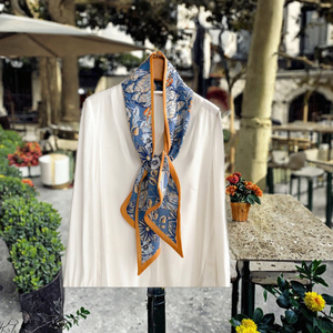 Women Long Silk <b>Scarf</b> <b>Printed</b> Kerchief Floral Double Sided Neck <b>Scarf</b> Headscarf for Party Wedding Gift - Product Image 2