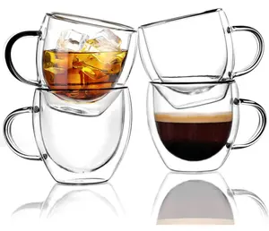 wholesales customized mini glass beer mug double wall glasses with golden supplier