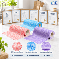 Lingettes de cuisine réutilisables en non-tissé multi-couches absorbant l'huile, rouleau de serviettes de cuisine en spunlace pour nettoyer la table à manger