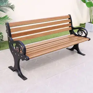 Muebles de jardín de lujo, Banco de parque comercial rústico para exteriores, Banco de silla pública compuesto de plástico y madera con o sin respaldo