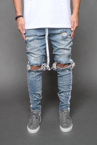 Amazon premium stretch skinny jeans pantalones <span class=keywords><strong>botín</strong></span> arrancó jeans de hombres - Product Image 3