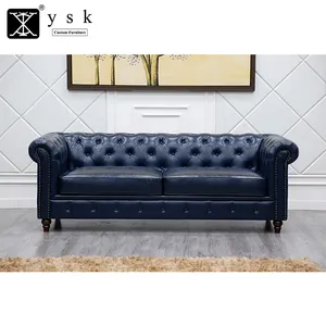 Restaurantmeubilair Comfortabele Button Getufte Fluwelen Lederen Chesterfield Woonkamer Bank SF-321