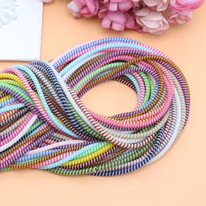 Pelindung Kabel Gadget Kecil 50 Buah/Tas, Pelindung Kabel Bahan TPU Spiral Warna-warni, Penutup Earphone Winder Kabel