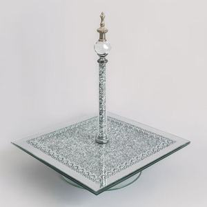 FOSUN Plateaux en verre de luxe de haute qualité Plateau carré en cristal Barre d'or Personnalisé Metin Head Jars Support de rangement Vaisselle de salle de bain - Product Image 6