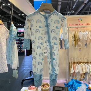 Pijamas con cremallera <span class=keywords><strong>de</strong></span> bambú orgánico, <span class=keywords><strong>de</strong></span> bebé con estampado <span class=keywords><strong>de</strong></span> arcoíris peleles, traje <span class=keywords><strong>de</strong></span> dormir con cremallera, Mono para recién nacido, ropa para bebé - Product Image 1
