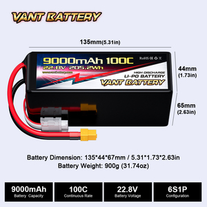 Vant Drone Pin lihv 6S FPV LiPo pin 22.8V/23.1V 7500/8500/9000/10000/12000/16000mAh cho FPV Racing & công nghiệp bay không người lái - Product Image 4