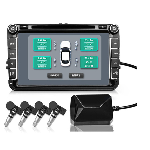 Car USB Tire Pressure Monitoring TPMS with Android Navigation Wireless Tire Pressure Monitoring Built-in