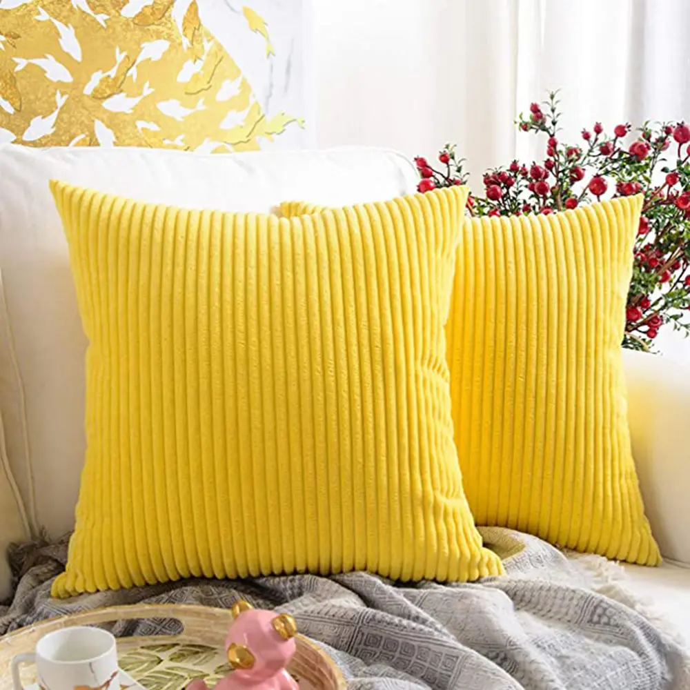 Soft Soild Decorative Square Throw Pillow Covers  18 x 18 Inch 45 x 45 cm Set Cushion Cases Pillowcases