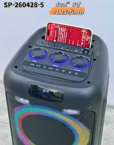 双8英寸卡拉OK蓝牙音箱，带RGB灯、无线麦克风和万向轮 - Product Image 3