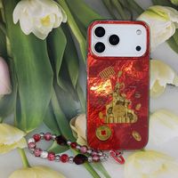 Étui de téléphone portable rouge IMD TPU+PC pour 11 12 13 14 15 16 17 Pro Max Air, pochettes de téléphone avec bracelet pour Samsung Redmi Oppo Vivo