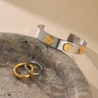 Nouvelle bague Dazan 2027 HOT INS en acier inoxydable plaqué or PVD 18 carats, style bohème, double couche, perles circulaires, zircon, bijoux unisexes pour couple