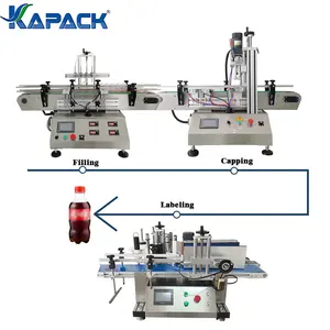 KAPACK Desktop Automatic Four-head Magnetic Pump Beverage Filling Production Line Bottle Capping Labeling