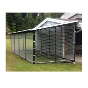 Panel de valla de acero de eslabones de cadena portátil/valla de ejercicio de carrera de animales de compañía/panel de jaula de Perrera de casa al aire libre para perros y gatos a la venta