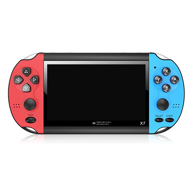 Upgrade Popular Portable 4.3 Inch Screen X7 Handheld Game Console with Stored Retro Games Blue Red 8GB   Mp4 Text Book Console