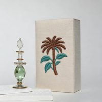 Boîte à parfum rigide en papier blanc unique, emballage magnétique, rabat de luxe, broderie en lin, boîte cadeau pour huile essentielle, parfum